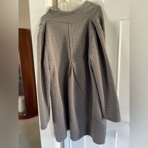 Gray Textured Long Sleeve Dress
